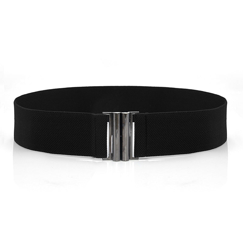 Black wide belt woman