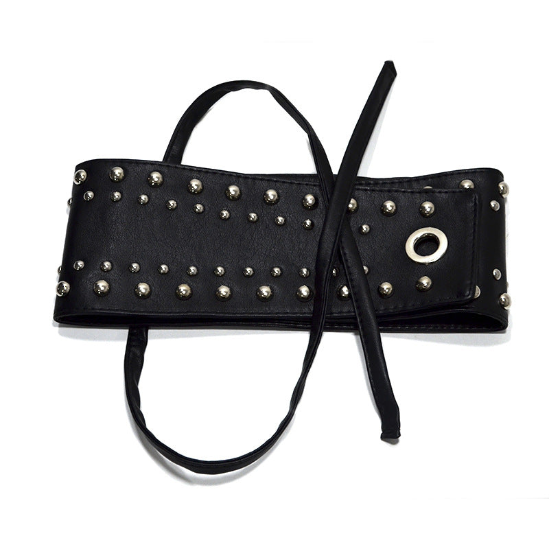 Punk rivet inlaid strap waist seal