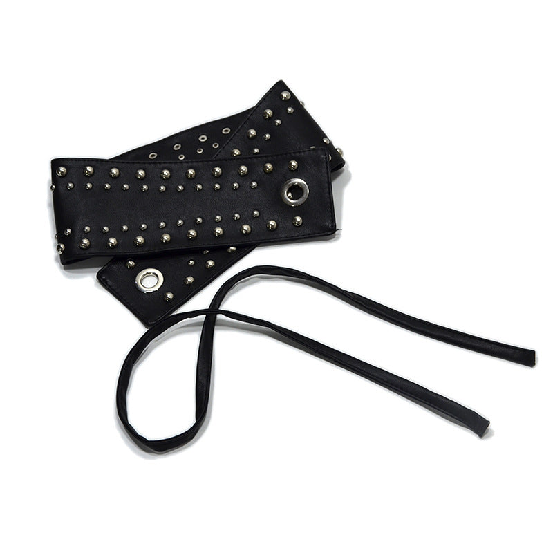 Punk rivet inlaid strap waist seal
