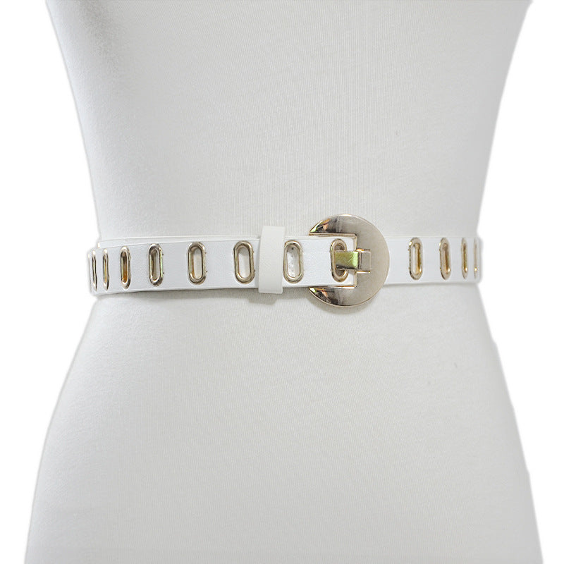 Perforated gas eye imitation leather decorative belt
