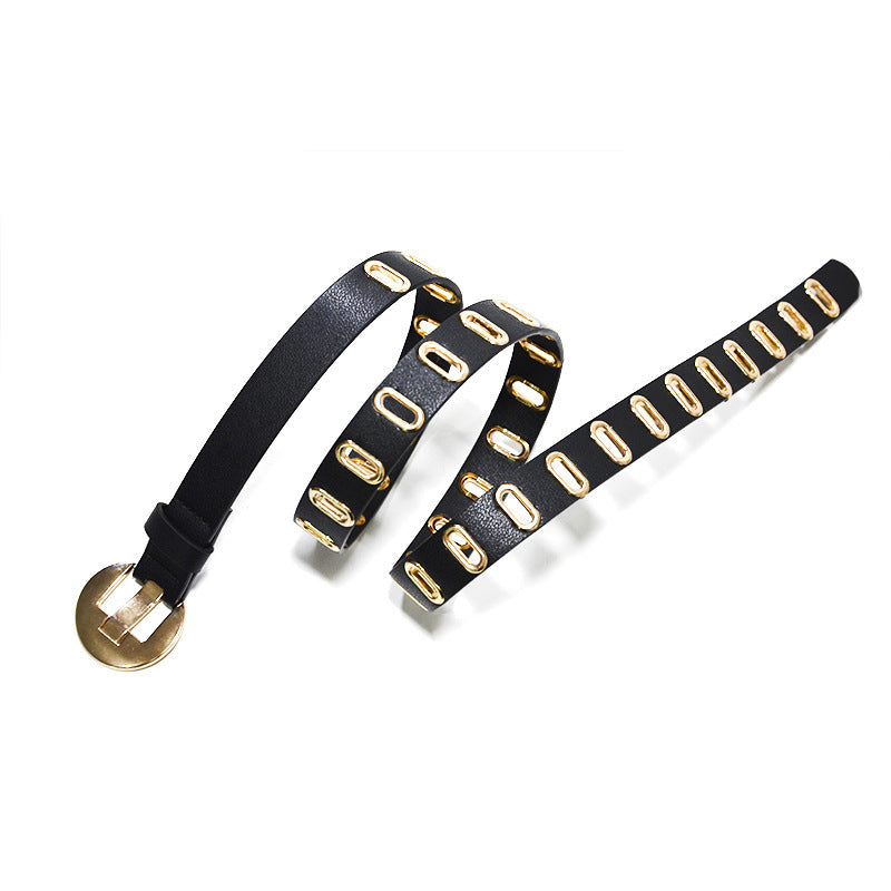 Perforated gas eye imitation leather decorative belt