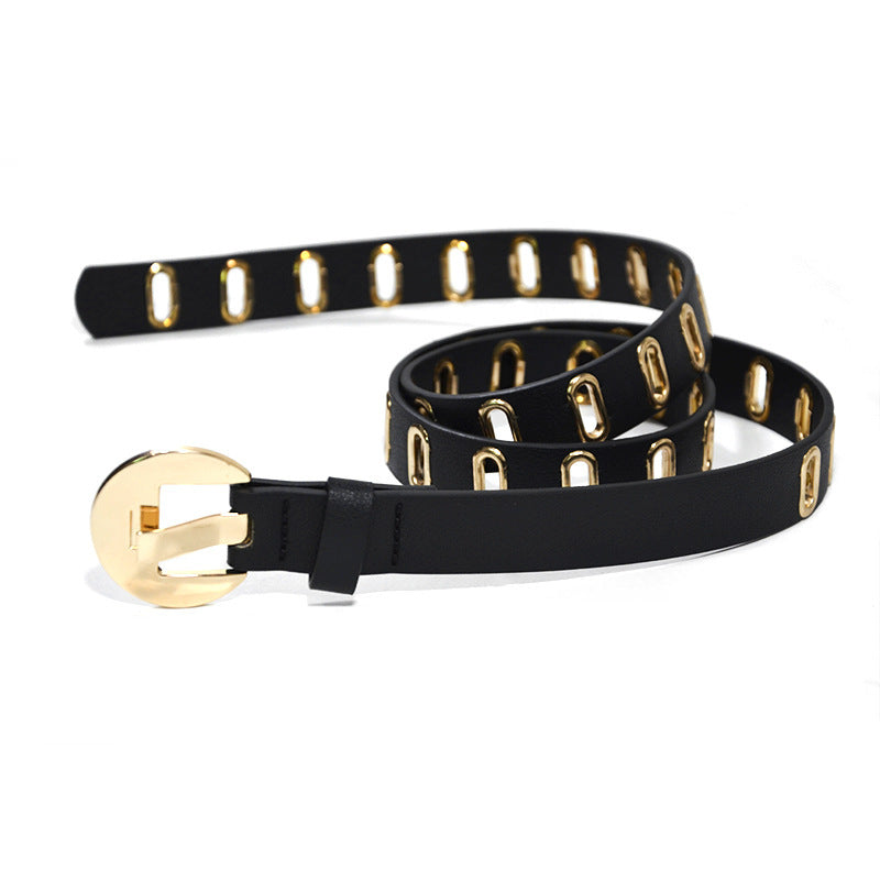 Perforated gas eye imitation leather decorative belt
