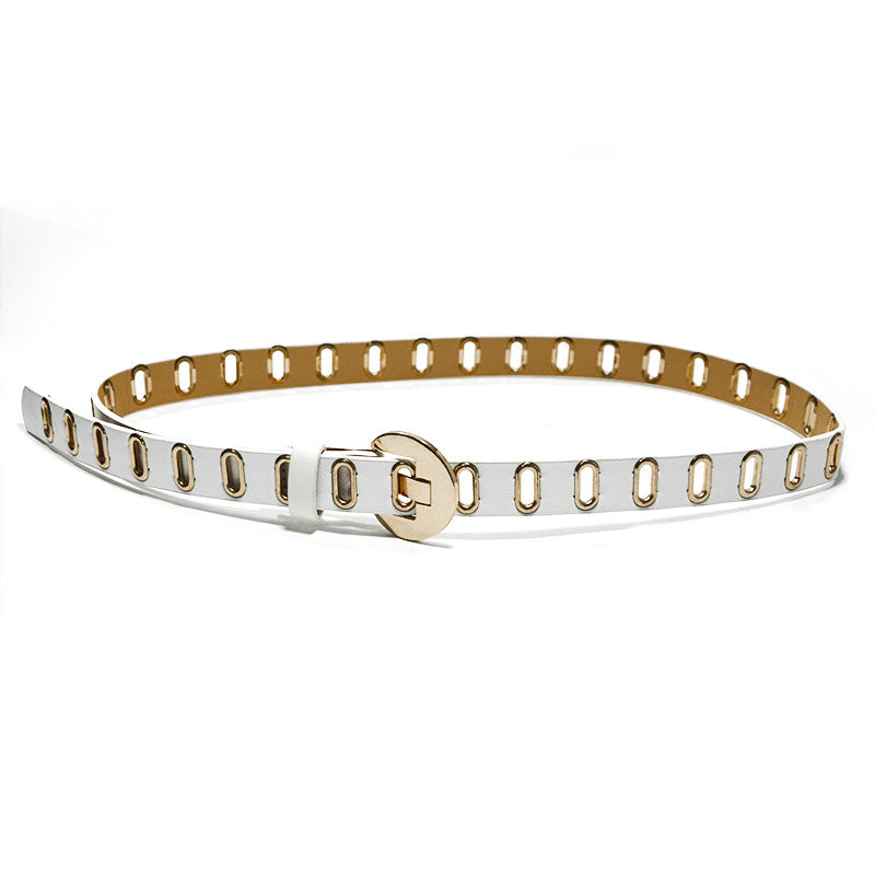 Perforated gas eye imitation leather decorative belt