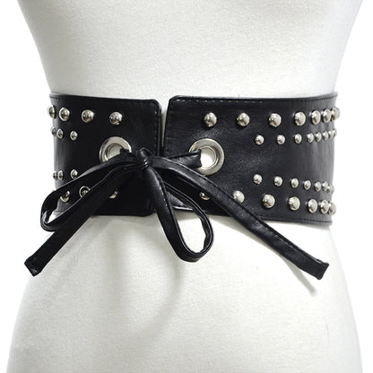 Punk rivet inlaid strap waist seal