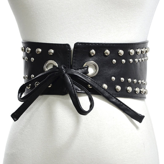 Punk rivet inlaid strap waist seal