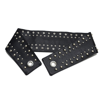 Punk rivet inlaid strap waist seal