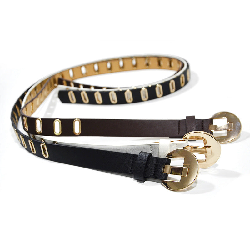 Perforated gas eye imitation leather decorative belt