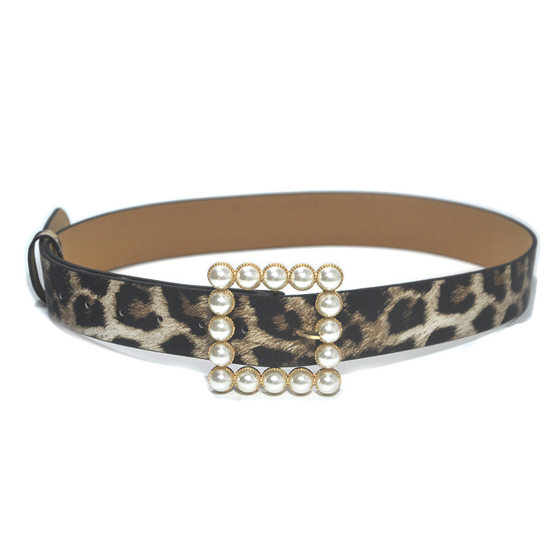 Rhinestone generous buckle wide belt