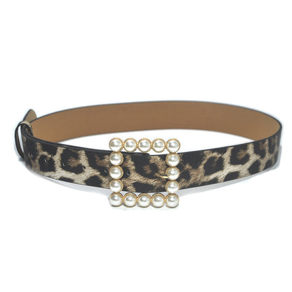 Rhinestone generous buckle wide belt