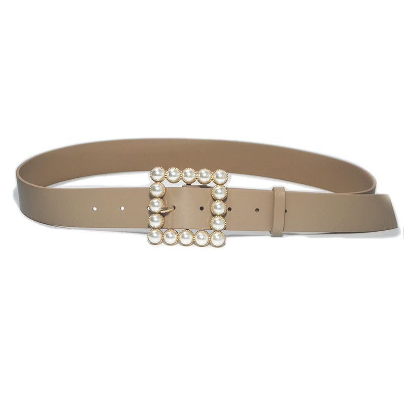 Rhinestone generous buckle wide belt
