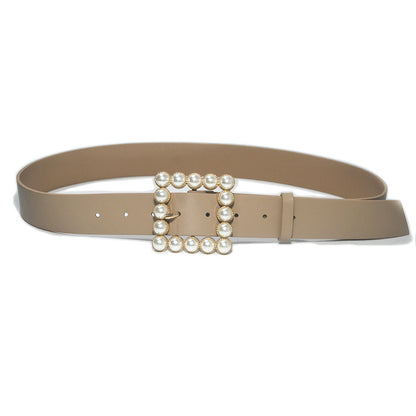 Rhinestone generous buckle wide belt