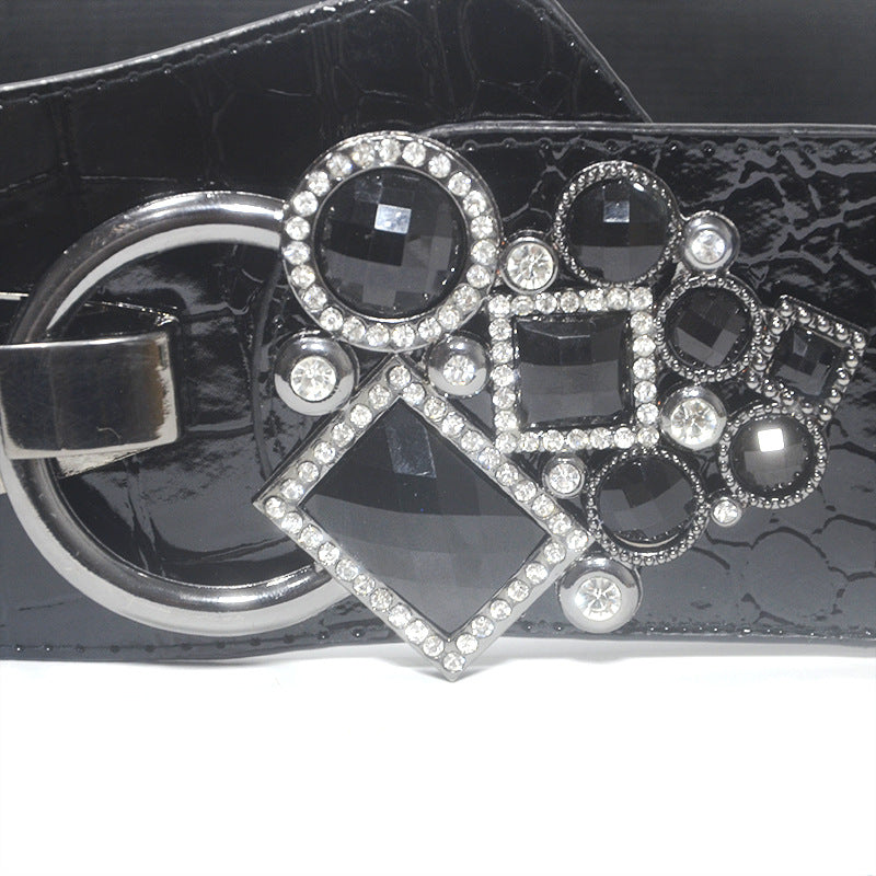 Belt Rhinestone inlaid buckle waist seal