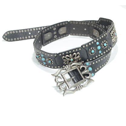 Real cowhide belt rivet inlay