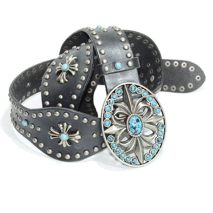 Real cowhide belt rivet inlay