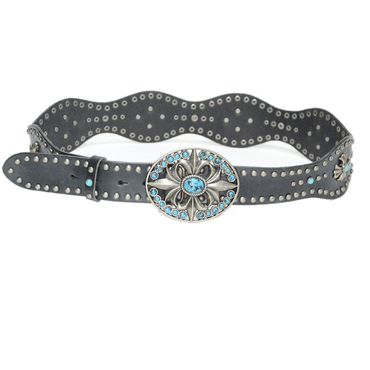 Real cowhide belt rivet inlay