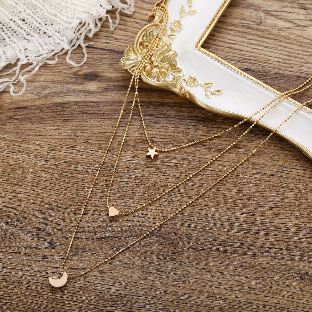Star Moon Love Pendant Necklace