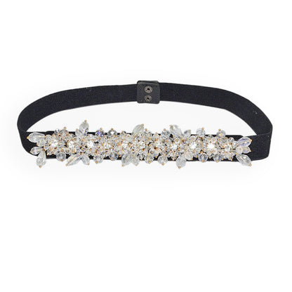 Rhinestone inlaid rice bead belt