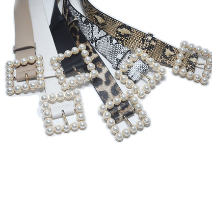 Rhinestone generous buckle wide belt