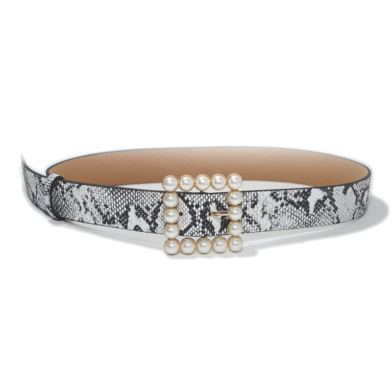 Rhinestone generous buckle wide belt