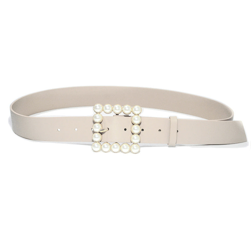 Rhinestone generous buckle wide belt