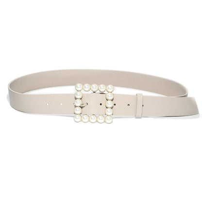 Rhinestone generous buckle wide belt