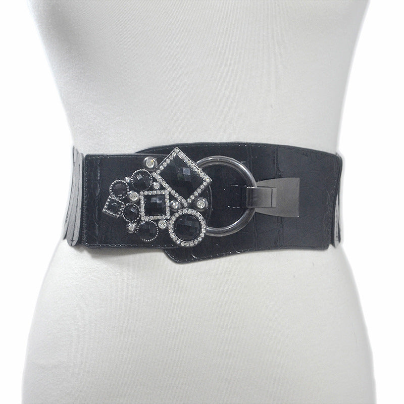 Belt Rhinestone inlaid buckle waist seal