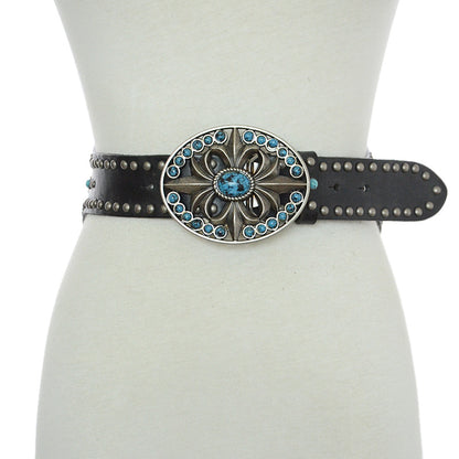 Real cowhide belt rivet inlay