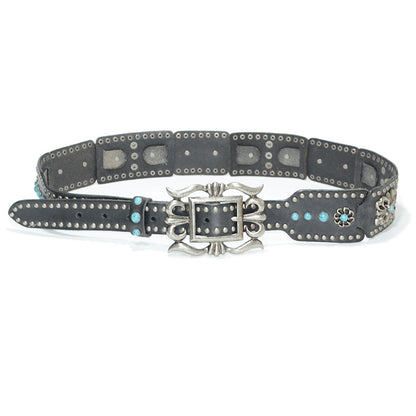 Real cowhide belt rivet inlay