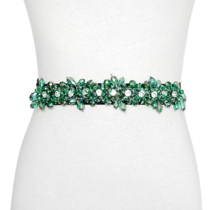 Rhinestone inlaid rice bead belt