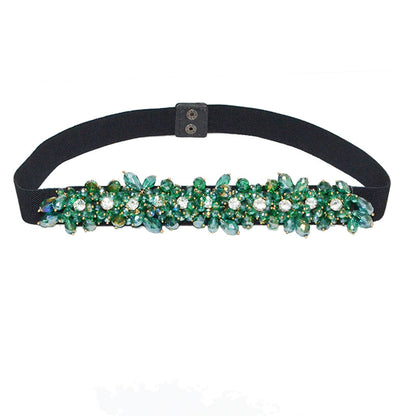 Rhinestone inlaid rice bead belt