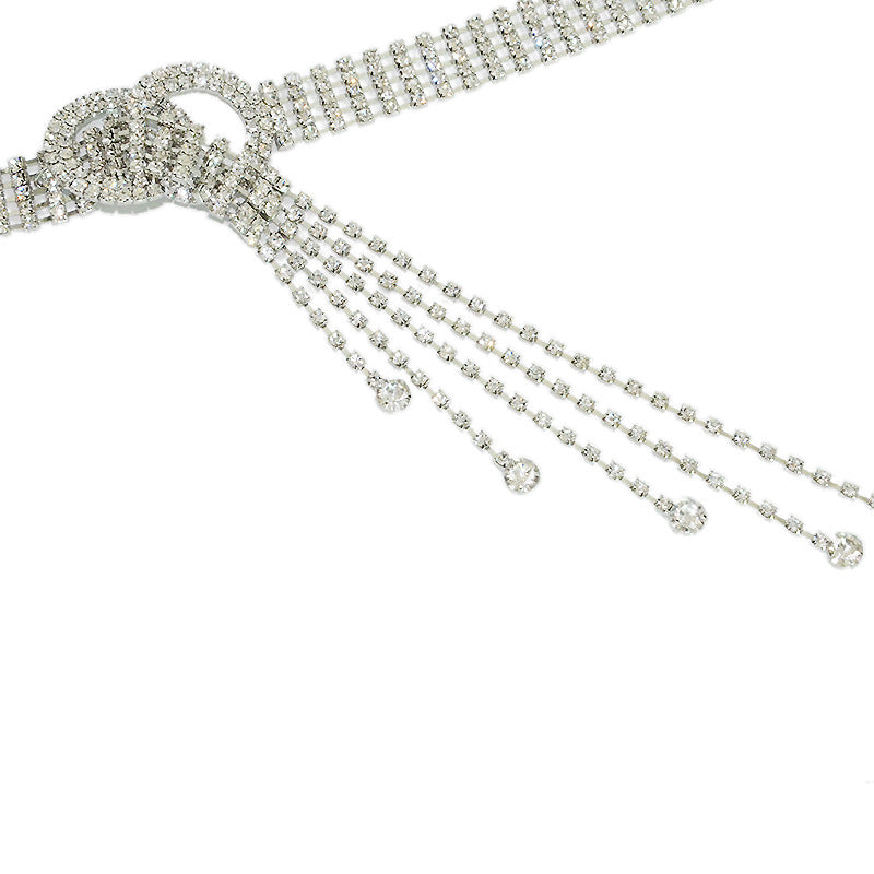 Full Rhinestone Tassel Belt