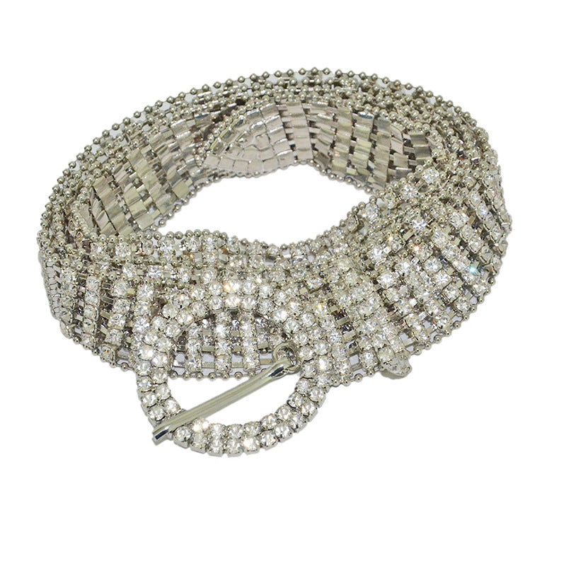 Round buckle rhinestone thin waist chain wholesale
