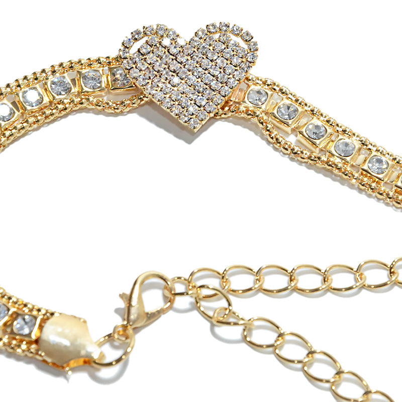 Rhinestone inlaid metal chain belt