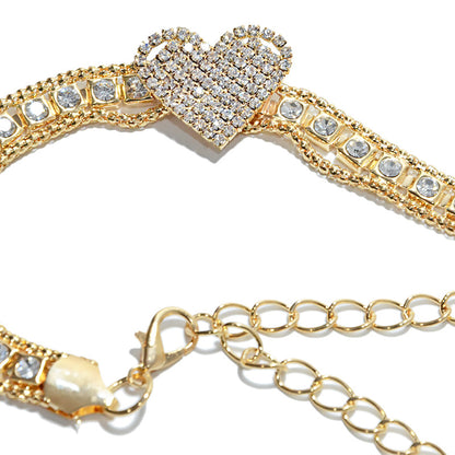 Rhinestone inlaid metal chain belt