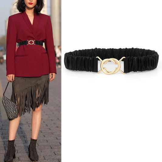 Black elastic decorative belt