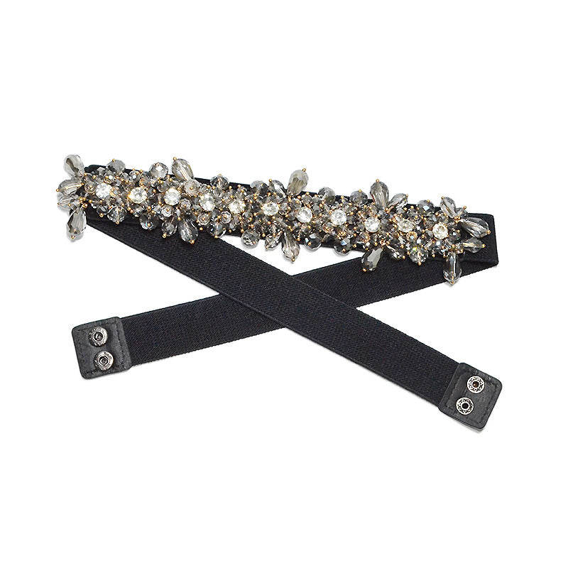 Rhinestone inlaid rice bead belt