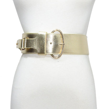 Pin buckle imitation leather extra wide belt