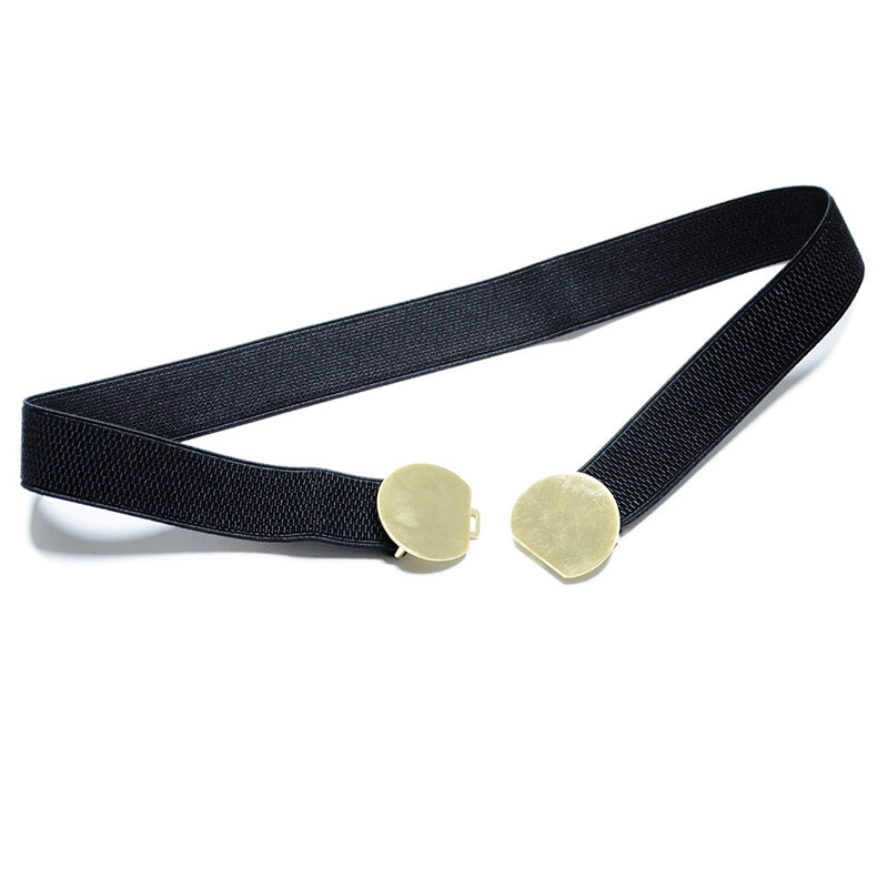 Brushed metal buckle elastic waist seal