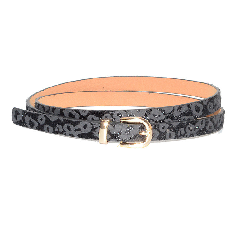 Horse hair suede pin buckle thin belt