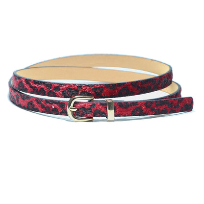 Horse hair suede pin buckle thin belt