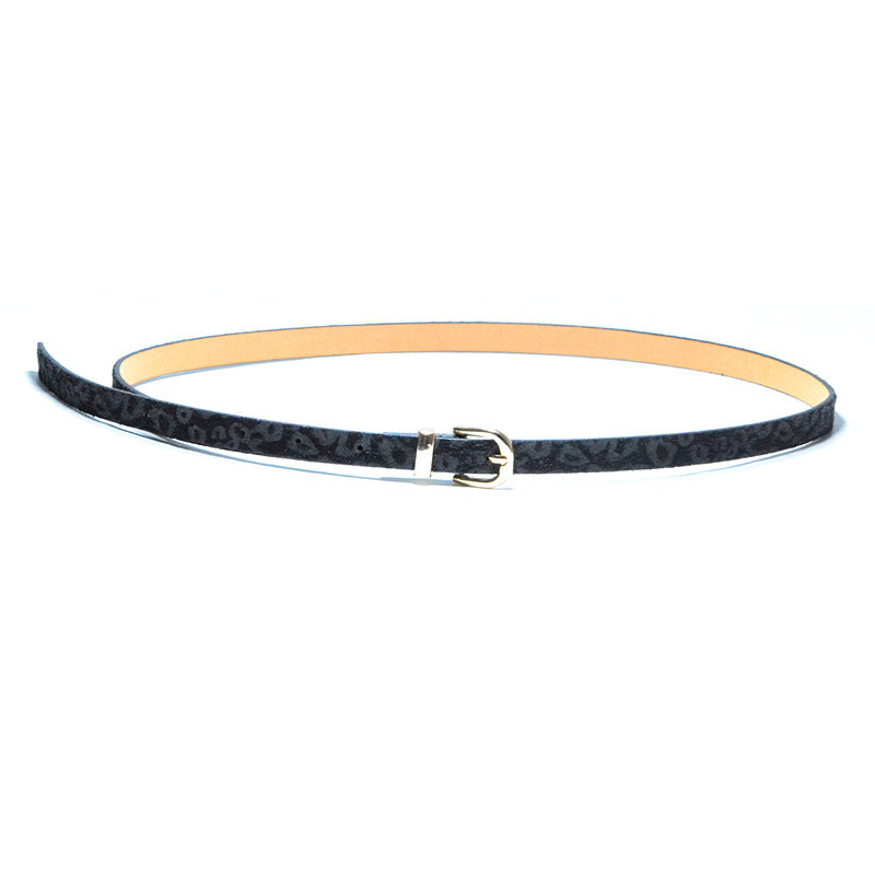Horse hair suede pin buckle thin belt