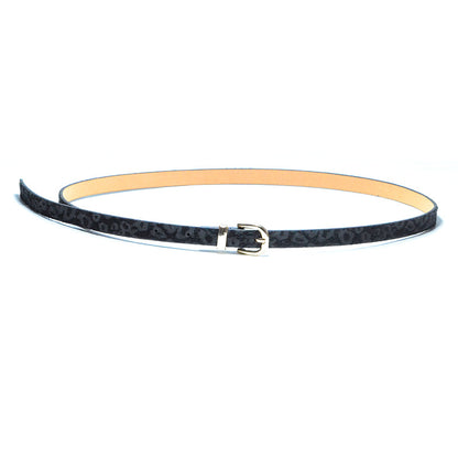 Horse hair suede pin buckle thin belt