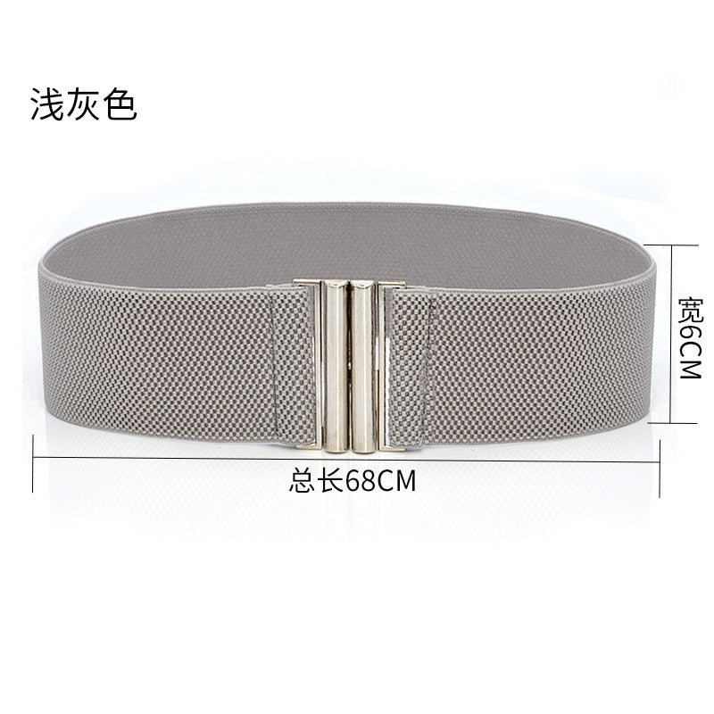 fashion Elastic belt silver buckle 6CM