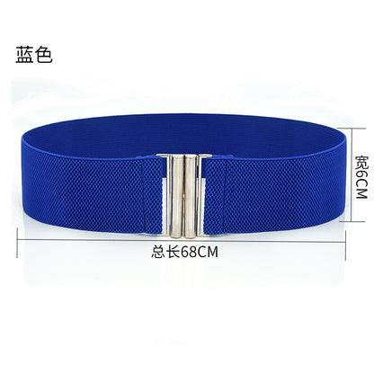 fashion Elastic belt silver buckle 6CM