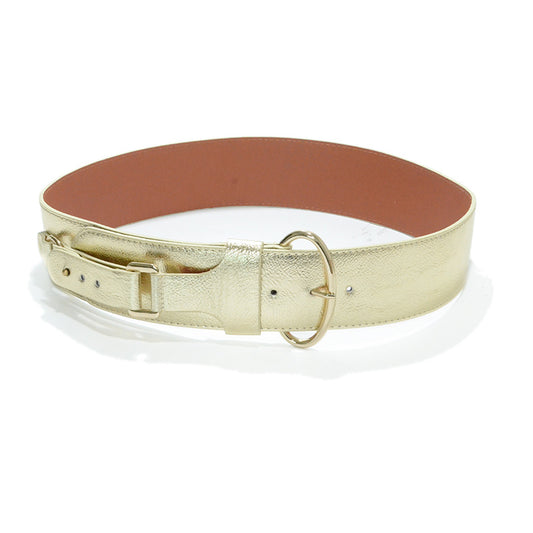 Pin buckle imitation leather extra wide belt
