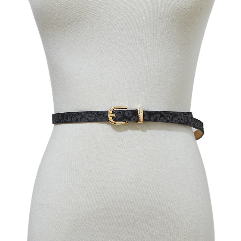 Horse hair suede pin buckle thin belt