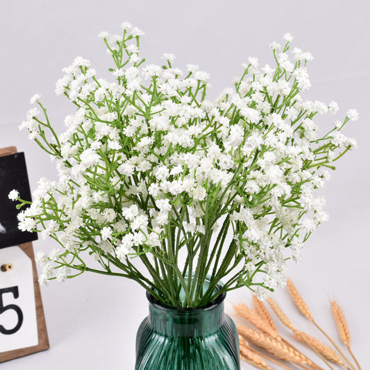 Flor artificial de plástico com hálito de bebê com três bifurcações 