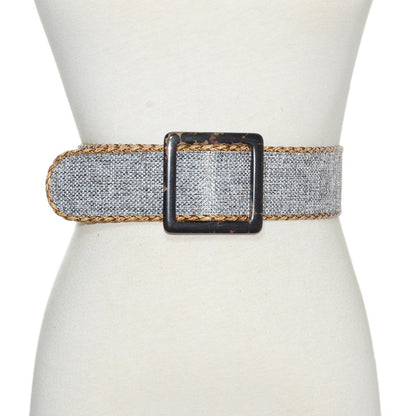 Plaid woven wide belt