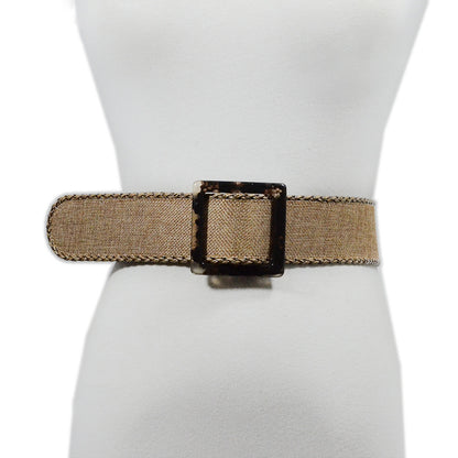 Plaid woven wide belt