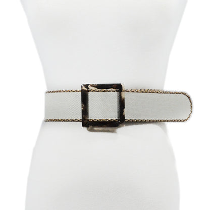Plaid woven wide belt